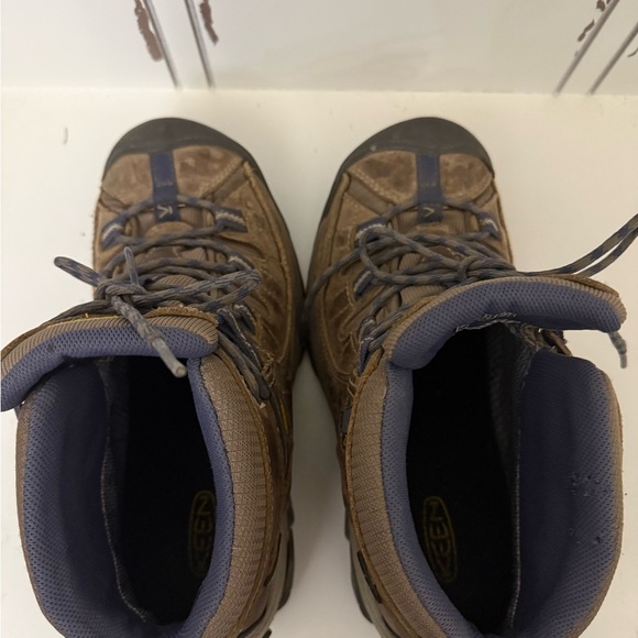 KEEN Targhee II 2 WP Hiking Shoes Black Olive Mineral Blue Womens 9 - Picture 7 of 8